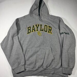 Baylor Bears Hoodie Mens XL Gray Tackle Twill Embroidered Pullover Sweatshirt